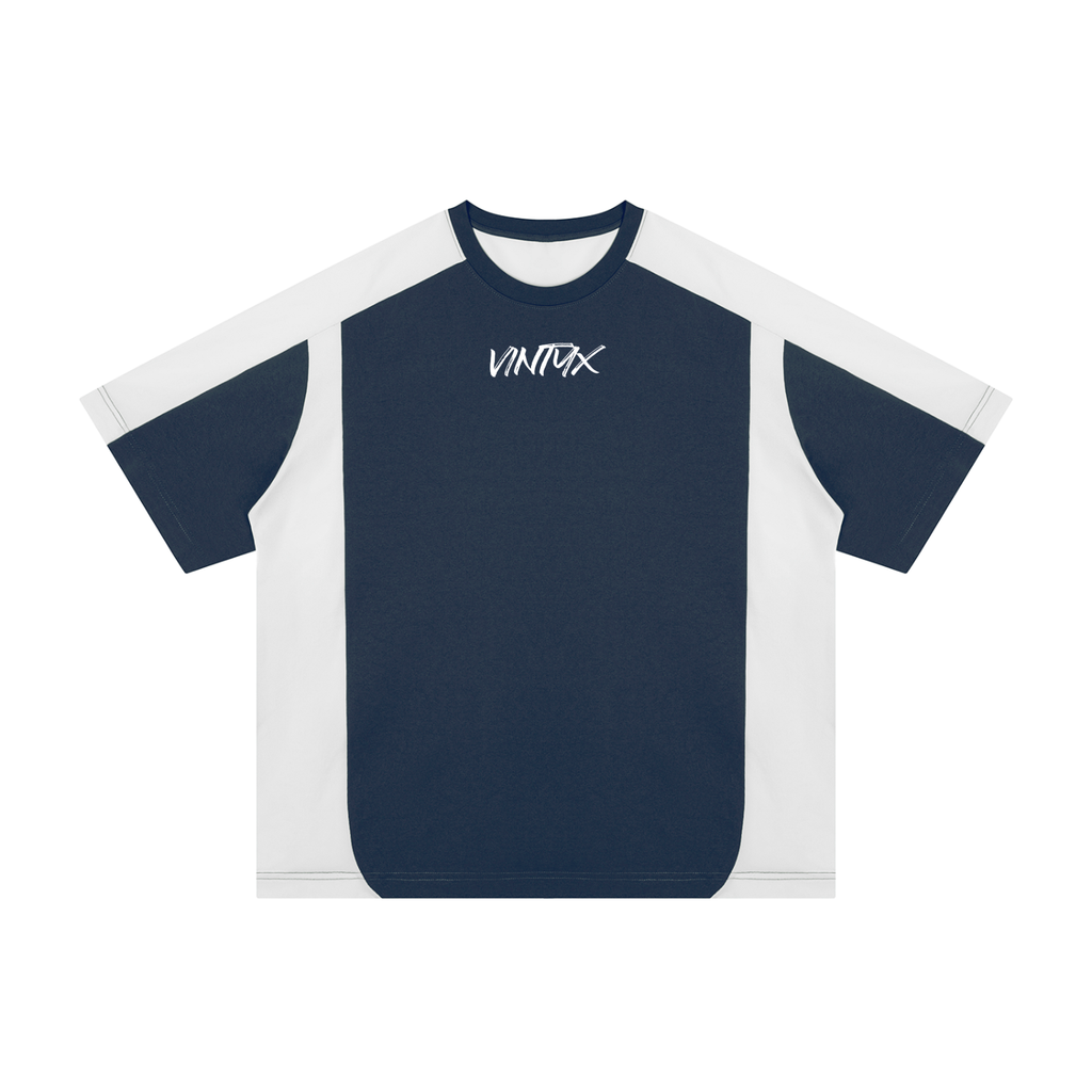 Unisex Oversized Color Block Polyester T-Shirt