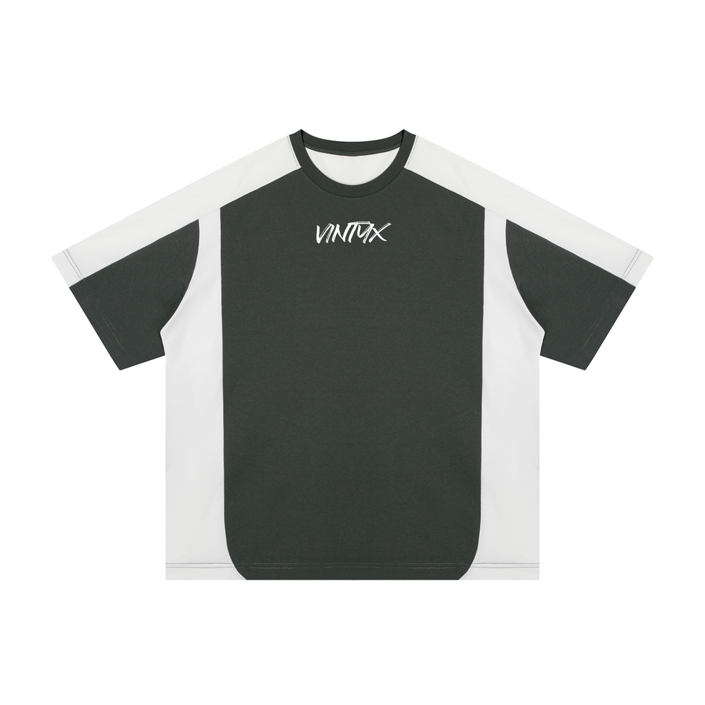 Unisex Oversized Color Block Polyester T-Shirt