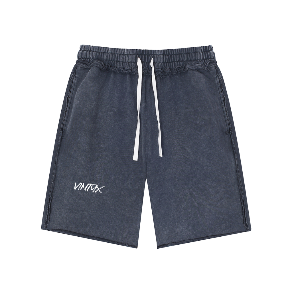 Unisex Mineral Wash Raw Edge Shorts