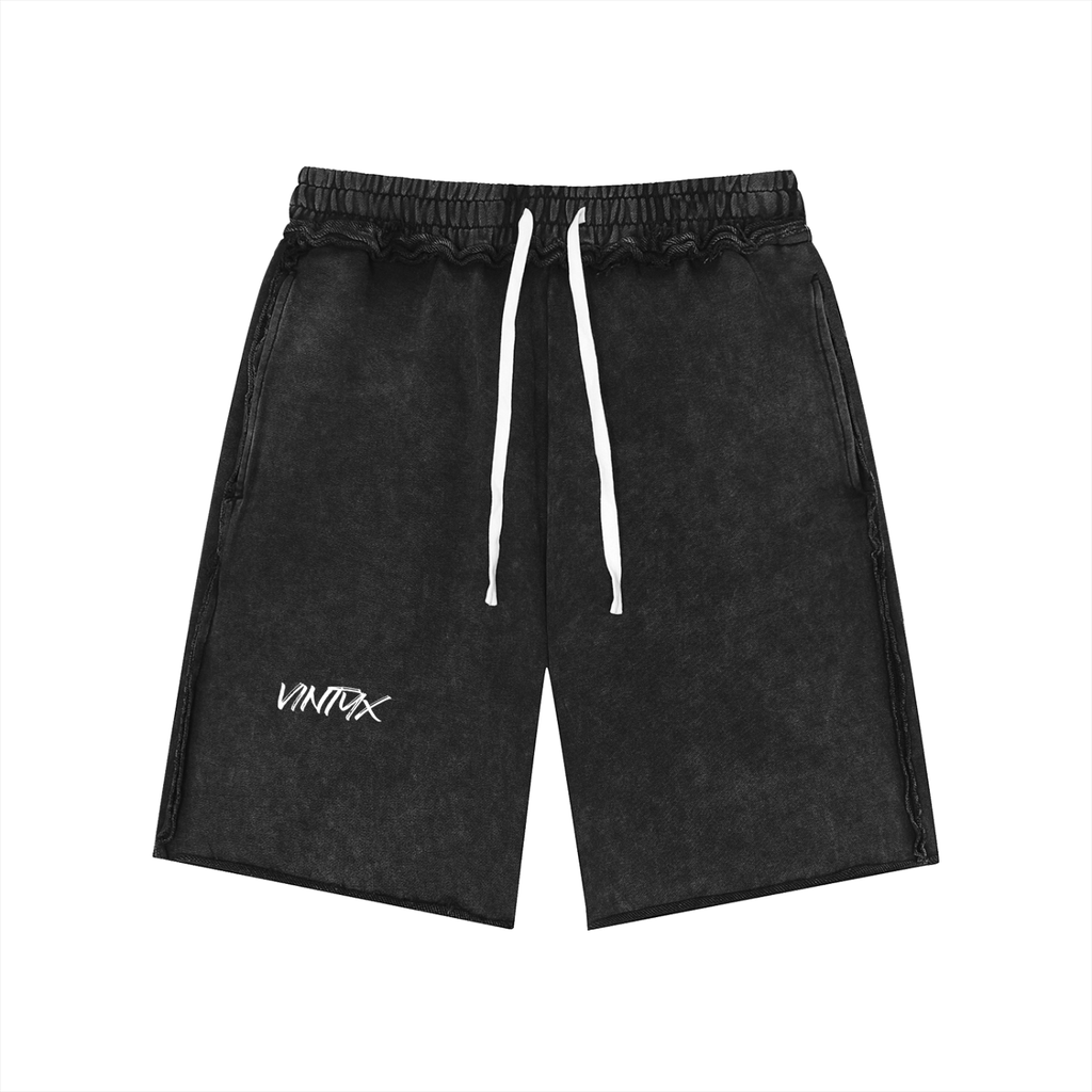 Unisex Mineral Wash Raw Edge Shorts